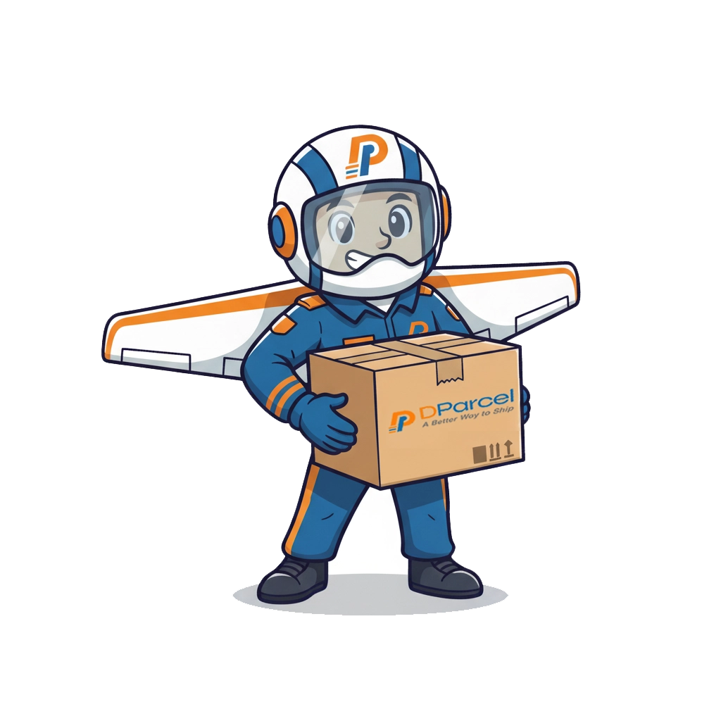 DParcel mascot delivering parcel